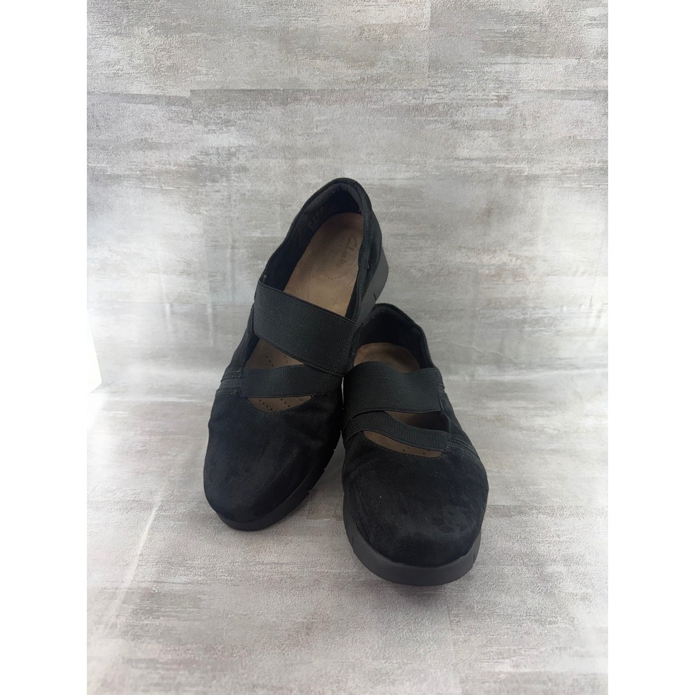 Clarks Sillian Tino Black Cloudsteppers Elastic Strap Loafers Women Sz 9M